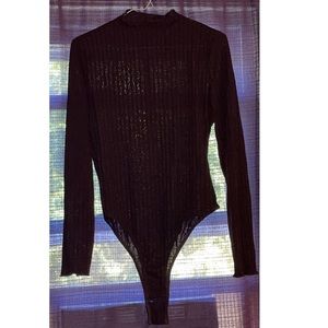 Black Mock Neck Bodysuit